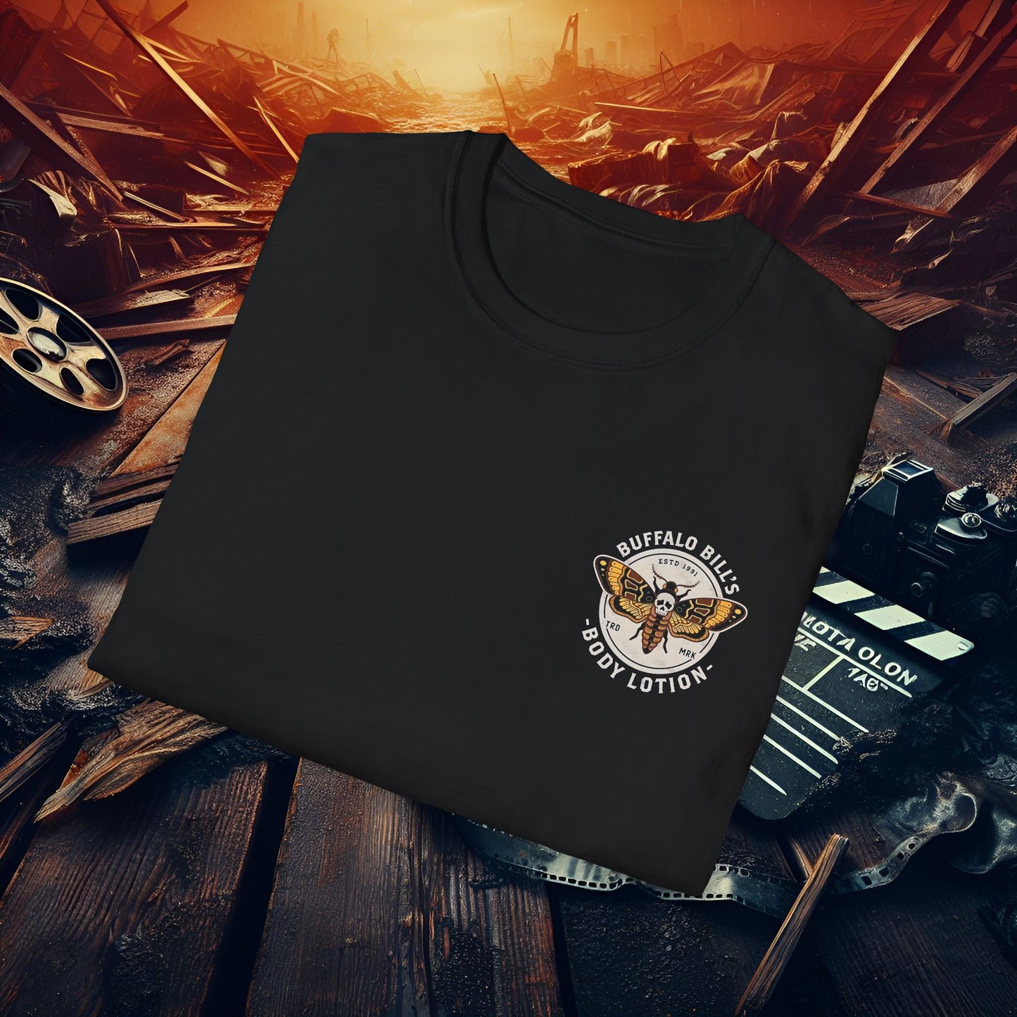 Buffalo Bill's Body Lotion T-Shirt, Vintage Graphic Tee, Unisex Softstyle, Perfect for Movie Lovers, Great Gift for Halloween