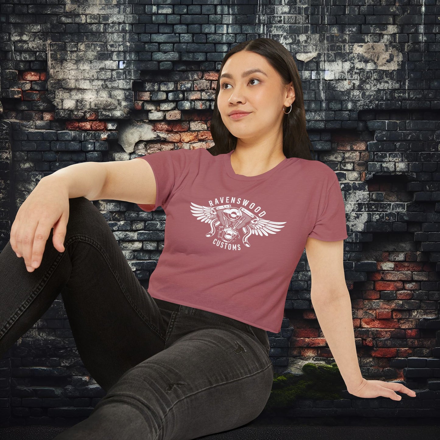 Ravenswood Customs Women's Festival Crop Top - Boho Chic Tee for Summer Events