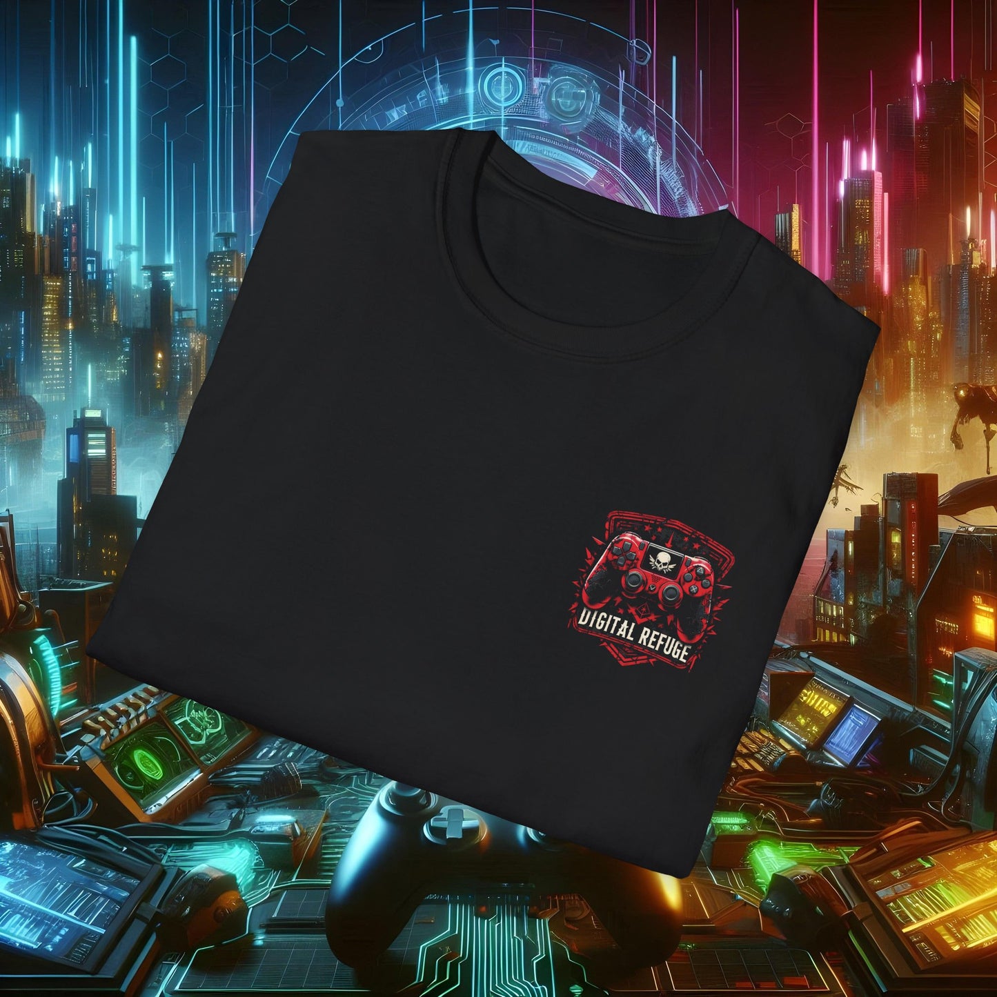 Digital Refuge Gaming T-Shirt - Unisex Softstyle Tee for Gamers