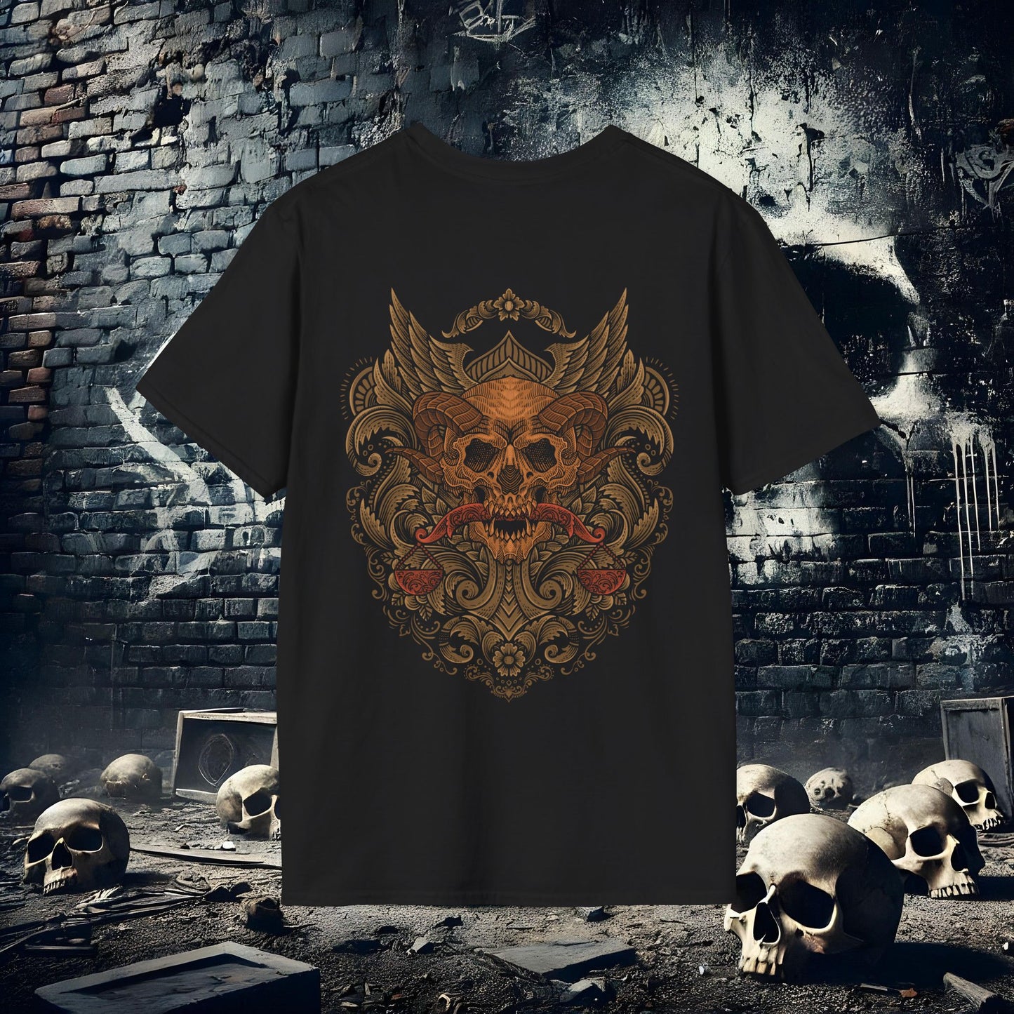 Demon Skull 3 Unisex Softstyle T-Shirt