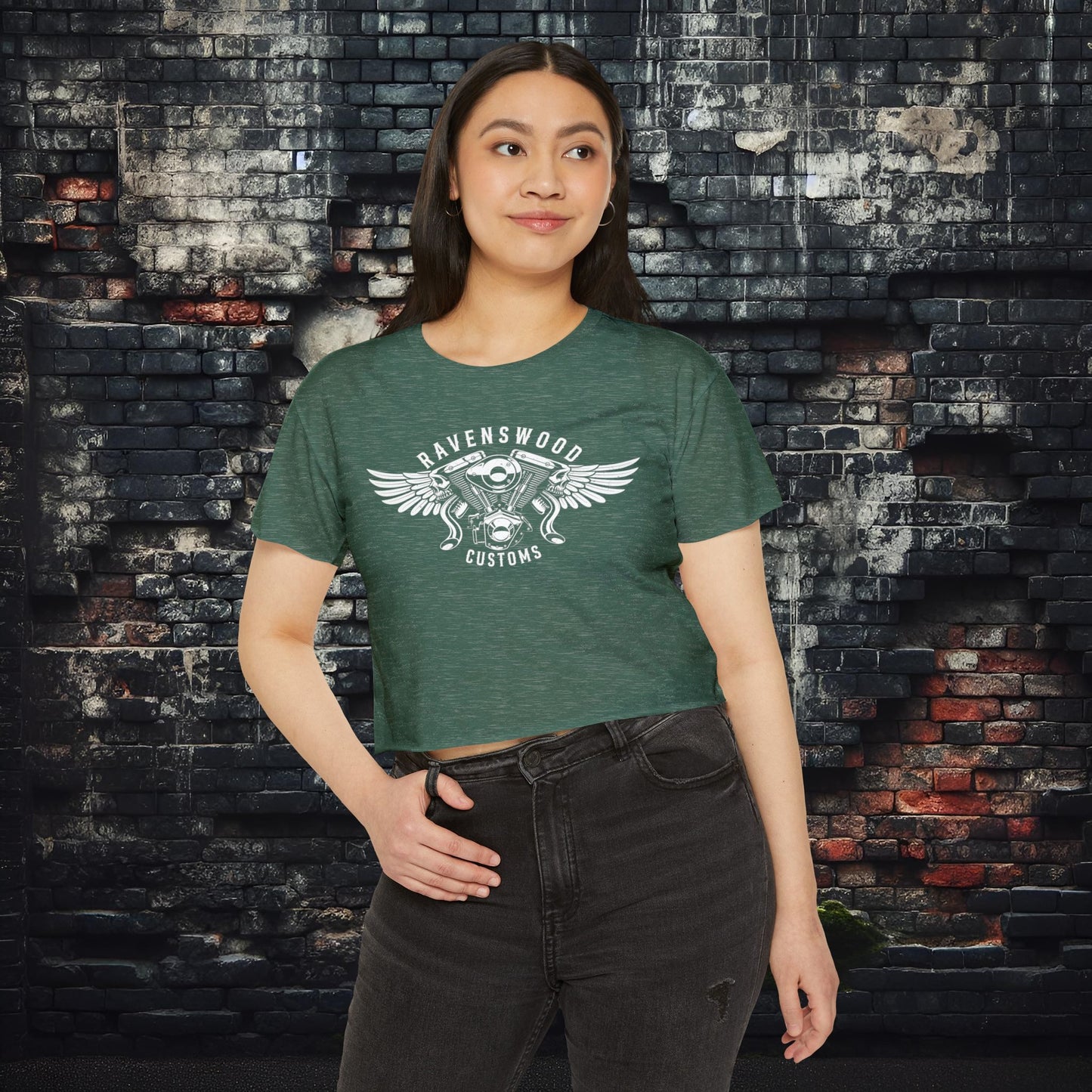 Ravenswood Customs Women's Festival Crop Top - Boho Chic Tee for Summer Events