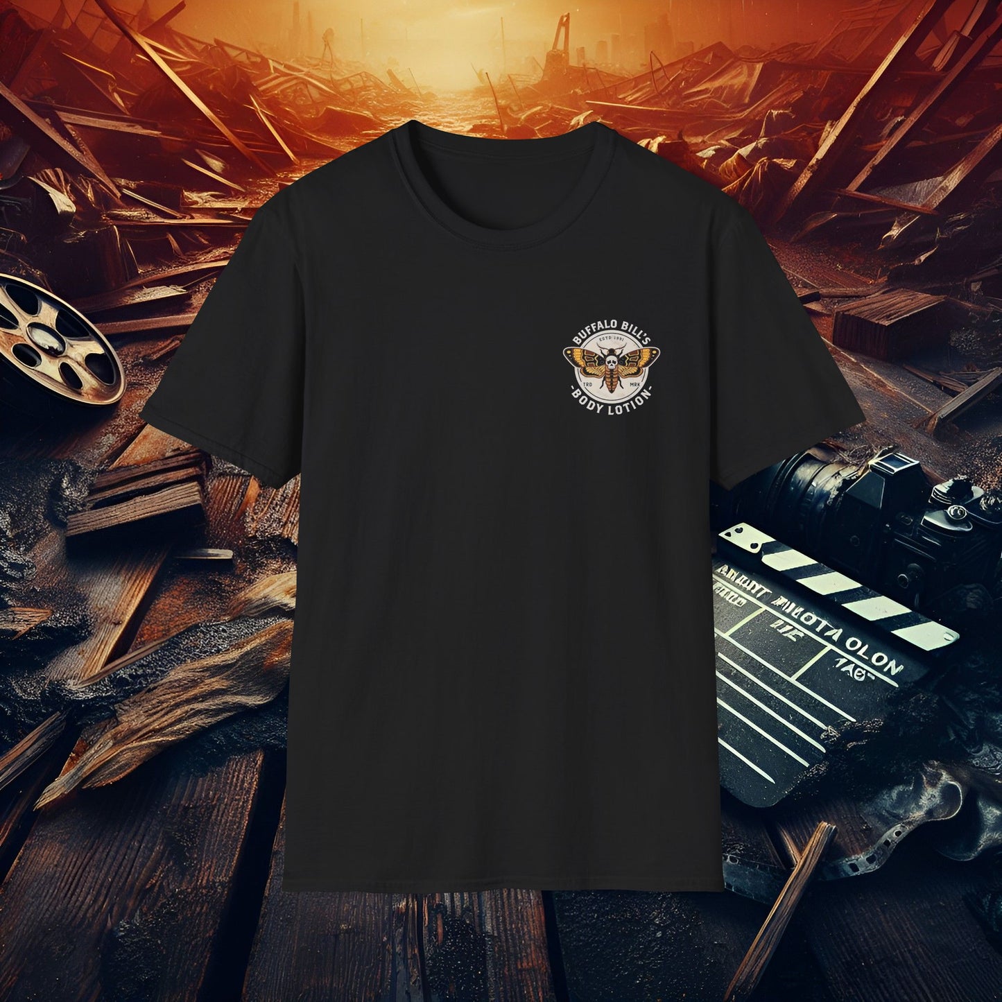 Buffalo Bill's Body Lotion T-Shirt, Vintage Graphic Tee, Unisex Softstyle, Perfect for Movie Lovers, Great Gift for Halloween
