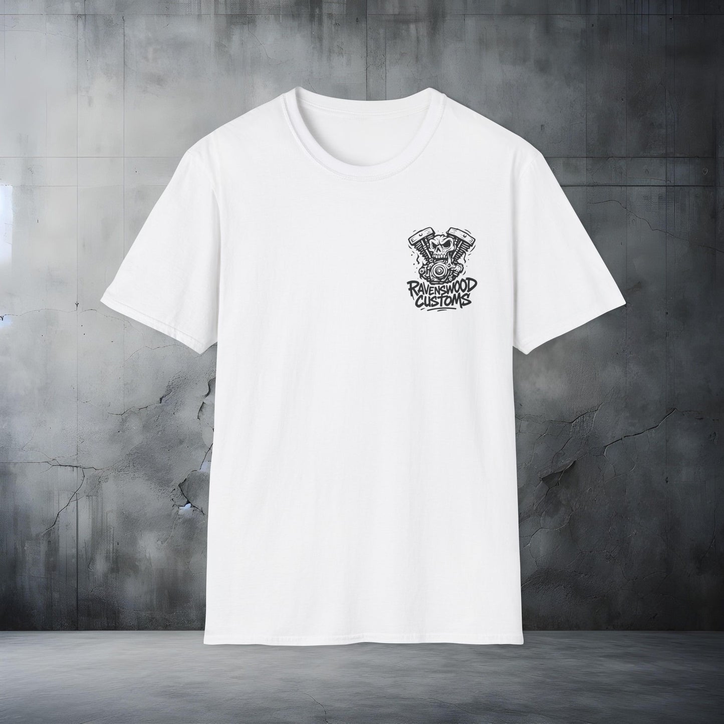 Ravenswood Customs Black 1 Vtwin Skull T-Shirt | Unisex Softstyle Tee