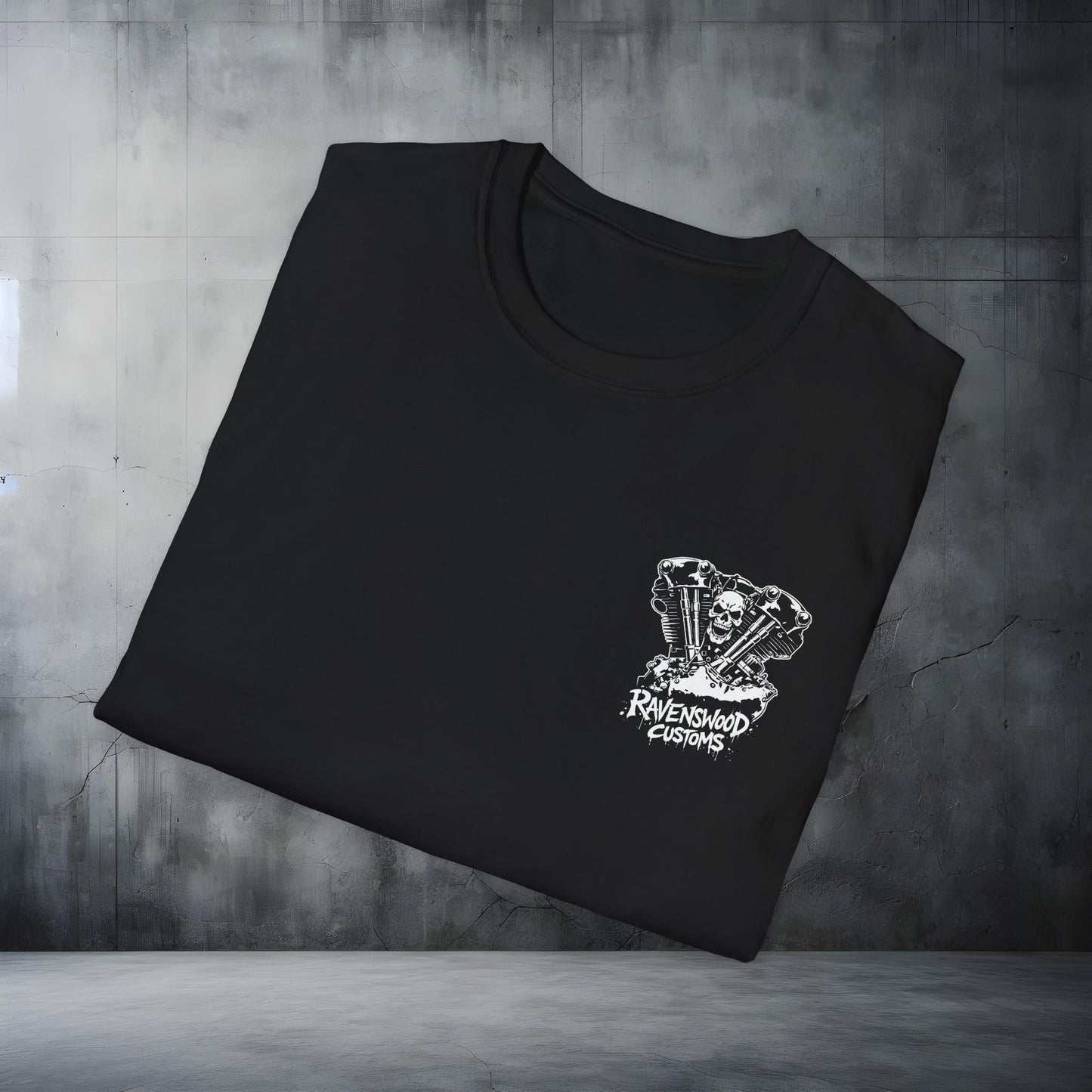 Ravenswood Customs Skull Knucklehead Vtwin Engine T-Shirt