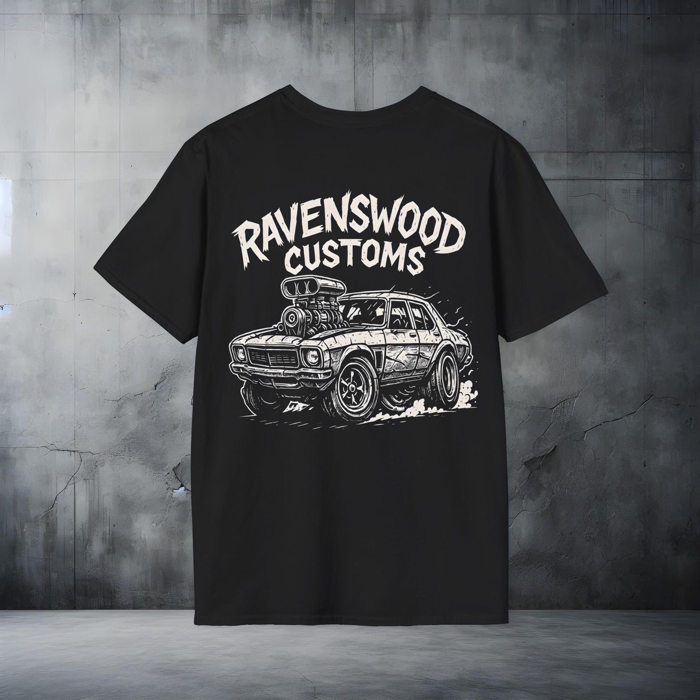 Ravenswood Customs HQ Sedan T-Shirt | Unisex Softstyle Tee
