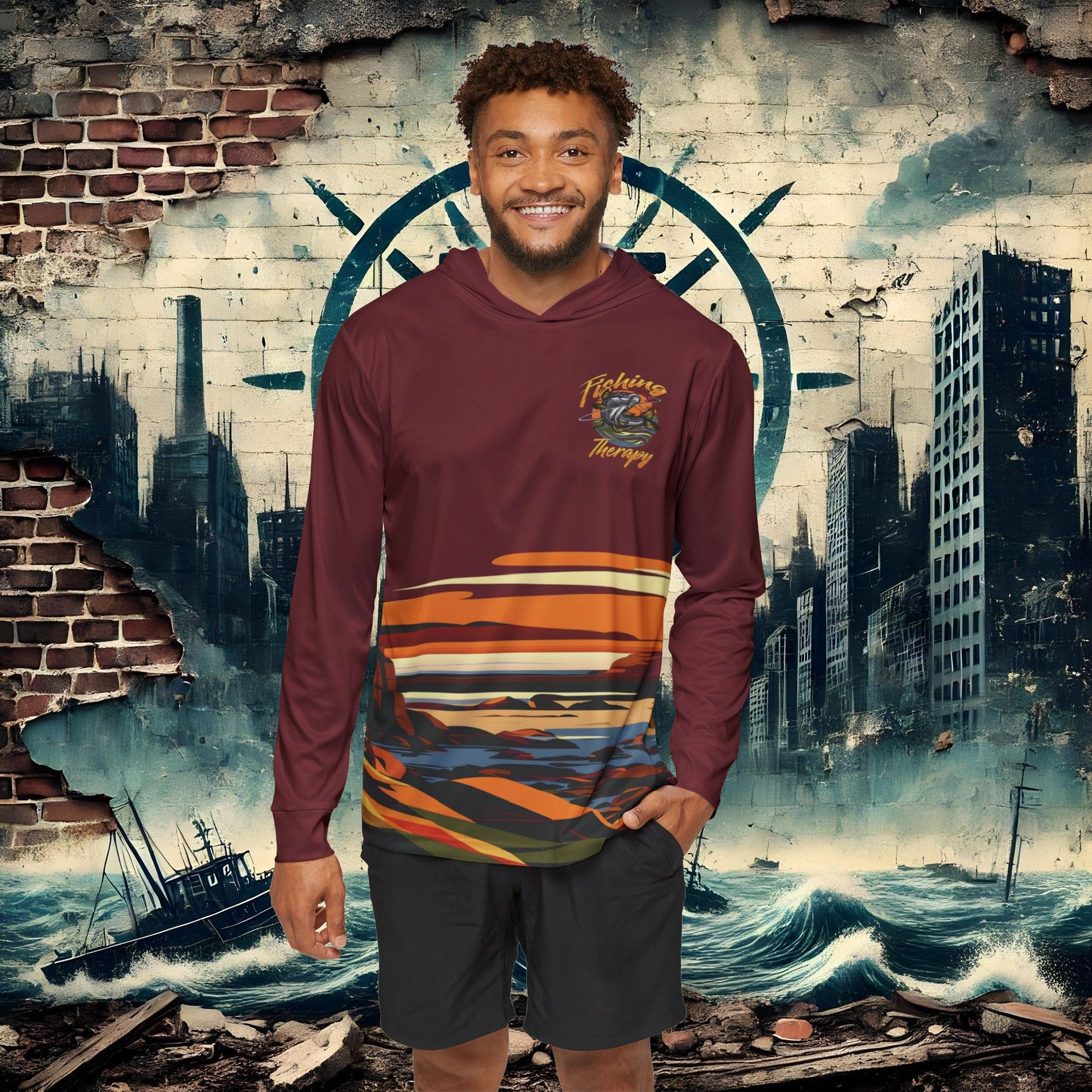 Men's Fishing Hoodie - Fishwood Threads, Fishing Therapy, Adventure & Outdoor Enthusiasts