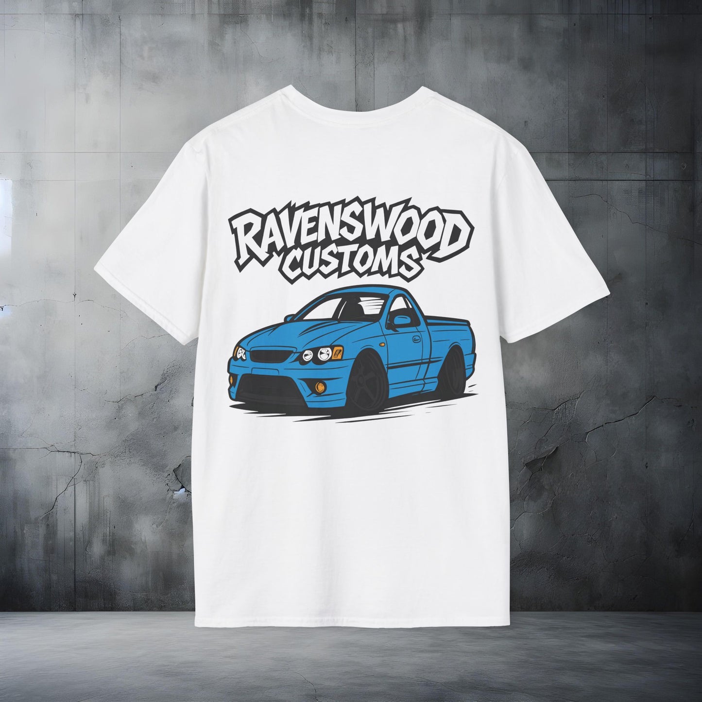 Ravenswood Customs Unisex Softstyle T-Shirt - Blue BF Falcon Ute Design, Cool Graphic Tee
