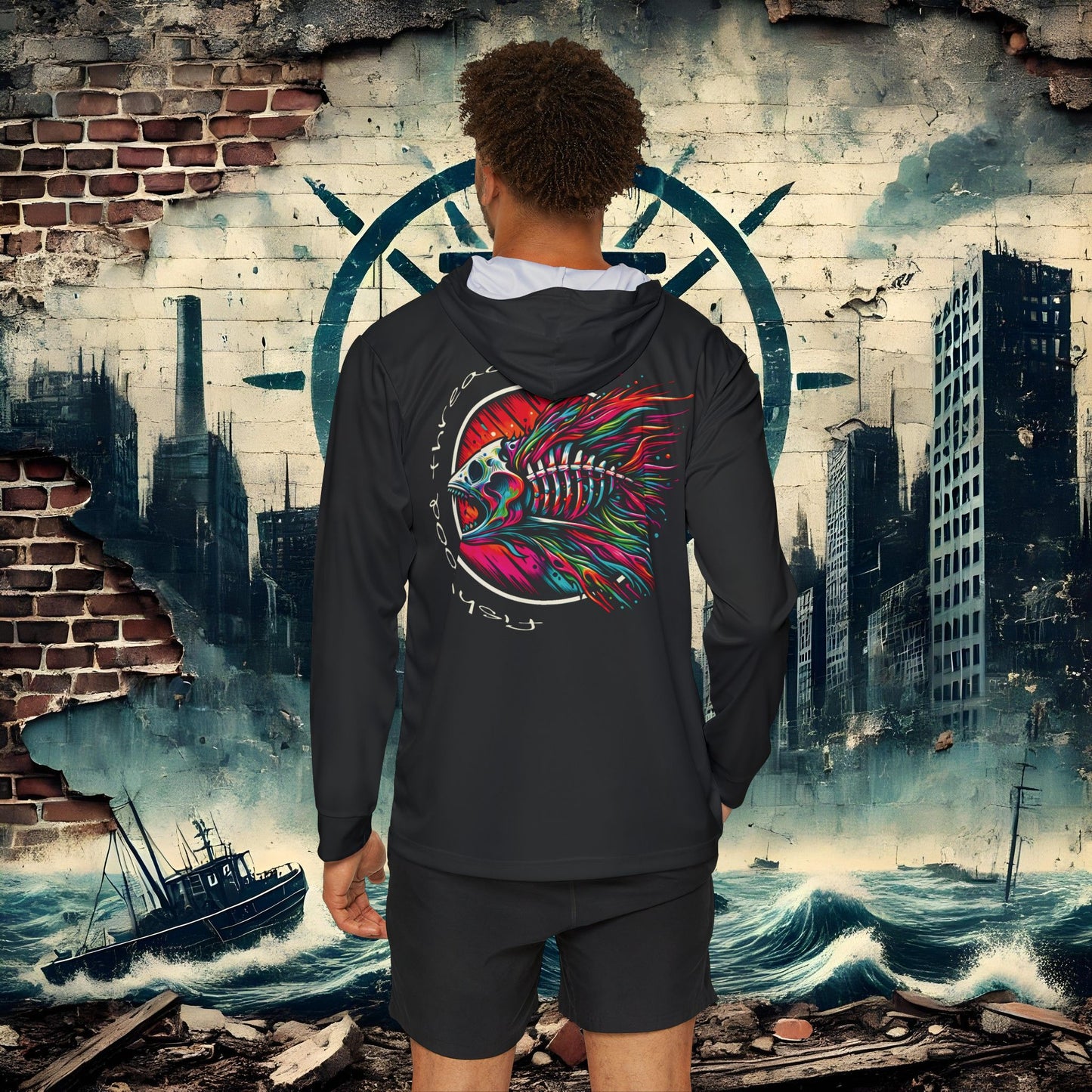 Men's Sports Warmup Hoodie - Fishwood Threads, Adventure & Outdoor Enthusiasts