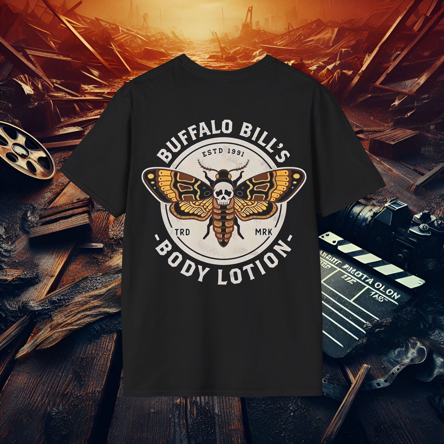 Buffalo Bill's Body Lotion T-Shirt, Vintage Graphic Tee, Unisex Softstyle, Perfect for Movie Lovers, Great Gift for Halloween