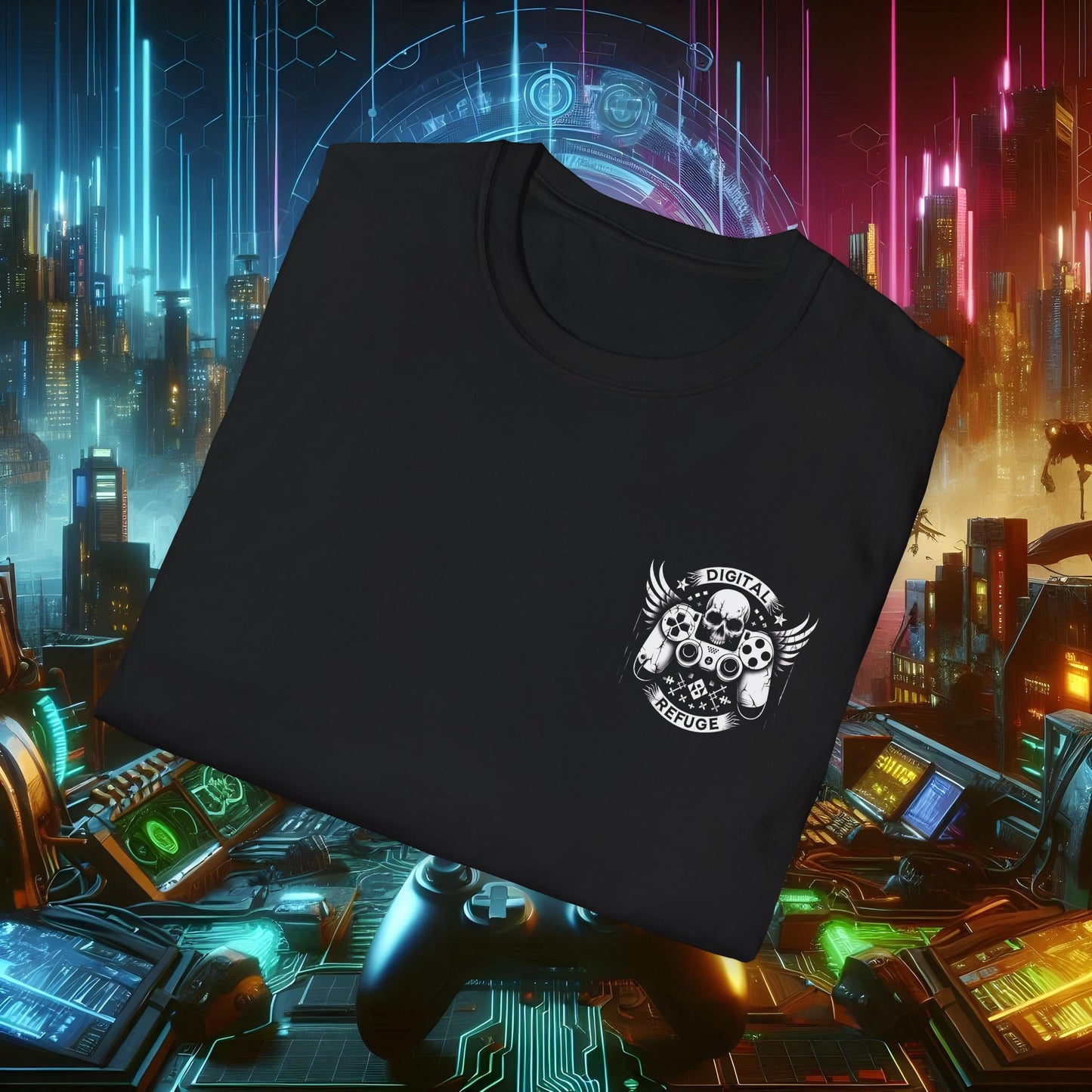 Unisex Softstyle T-Shirt - Digital Refuge Graphic Tee for Gamers
