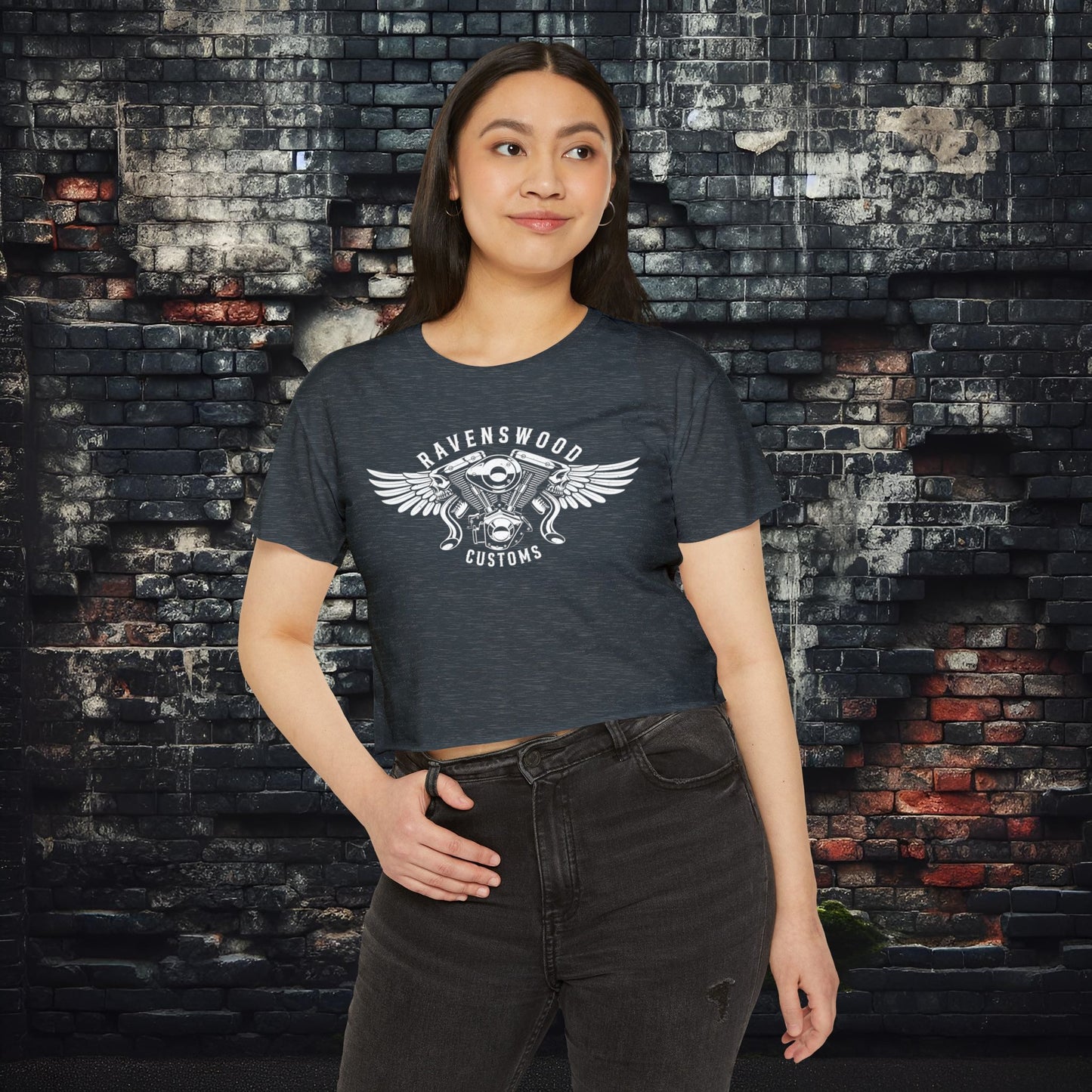 Ravenswood Customs Women's Festival Crop Top - Boho Chic Tee for Summer Events