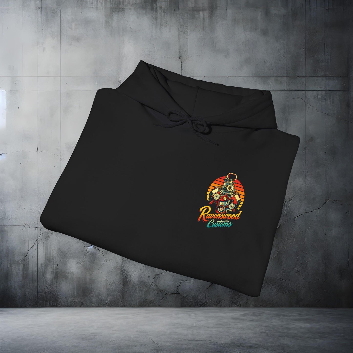 Ravenswood Customs Blown Hemi V8 Hoodie Retro Vintage Engine Garage Logo