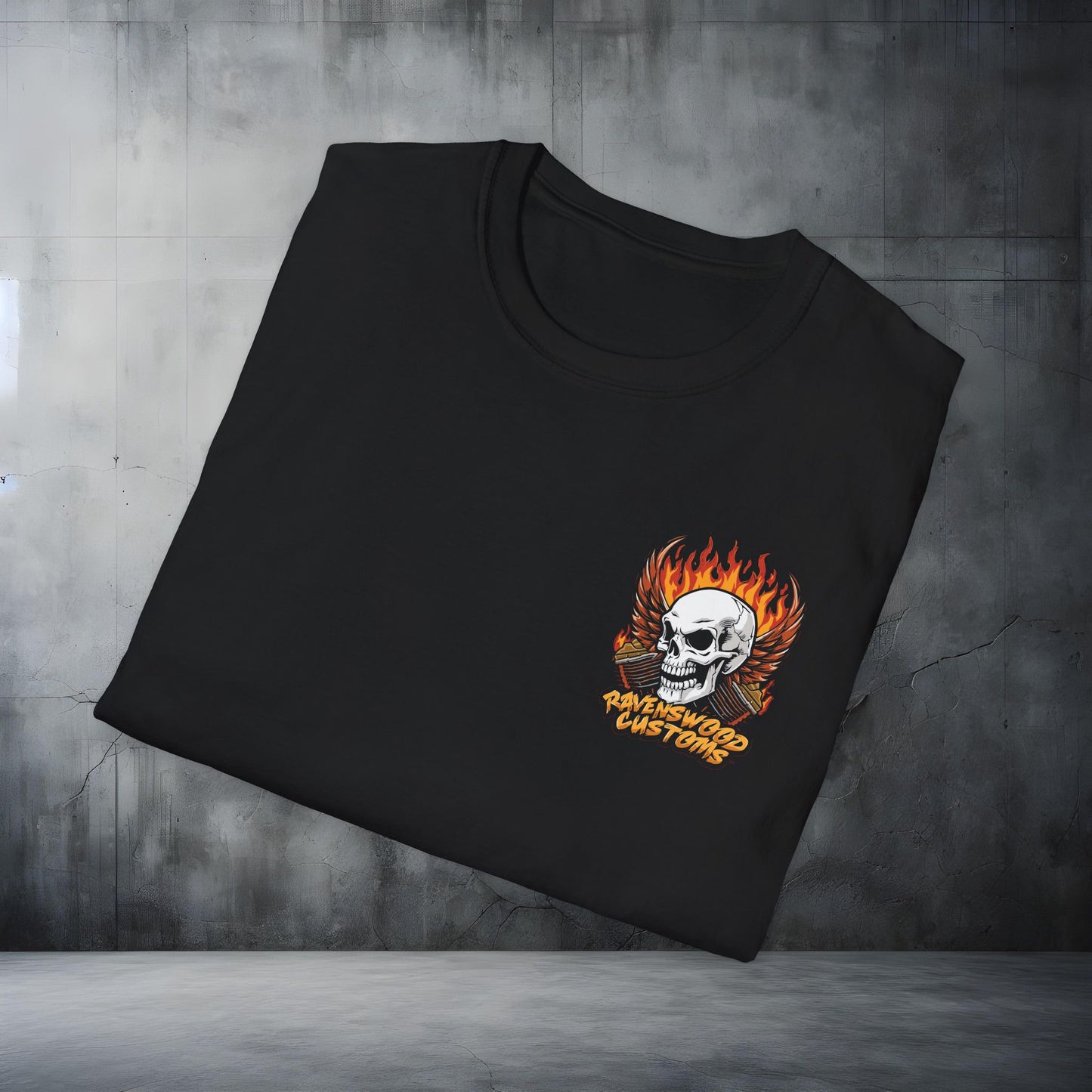 Ravenswood Customs Skull Flames Vtwin T-Shirt Graphic Tee