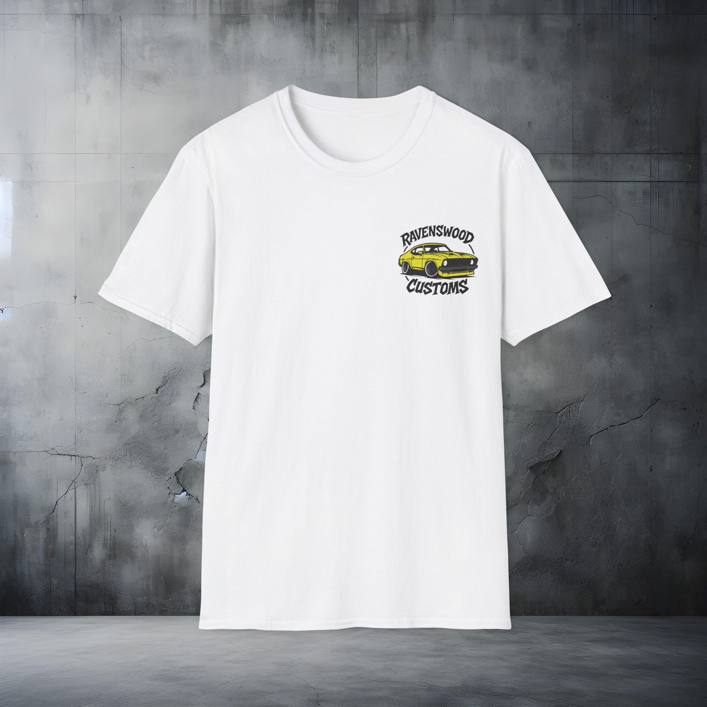 Ravenswood Customs Unisex Softstyle T-Shirt - Yellow Coupe Design, Cool Graphic Tee
