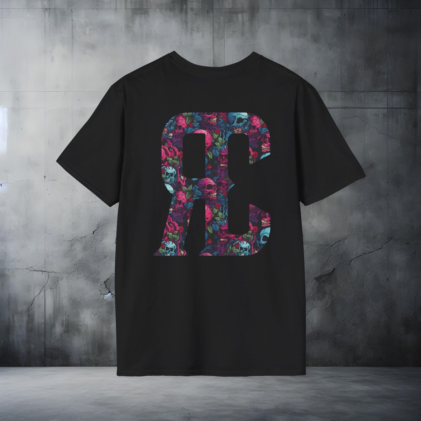 Unisex Softstyle Skull & Floral Graphic T-Shirt - Perfect for Halloween & Everyday Wear