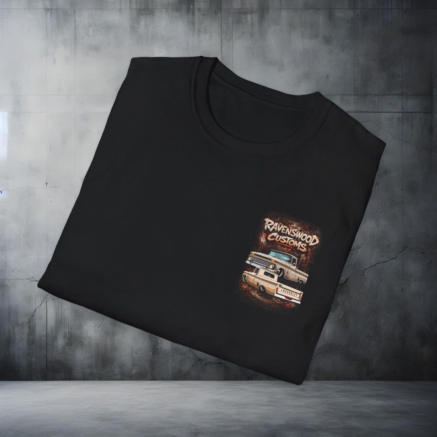 Ravenswood Customs 1963 Chev C10 Classic Car Stack T-Shirt Vintage Muscle Car Graphic