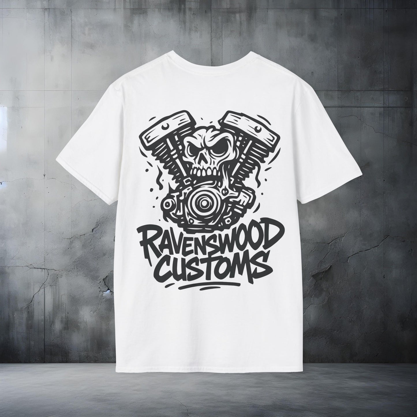Ravenswood Customs Black 1 Vtwin Skull T-Shirt | Unisex Softstyle Tee