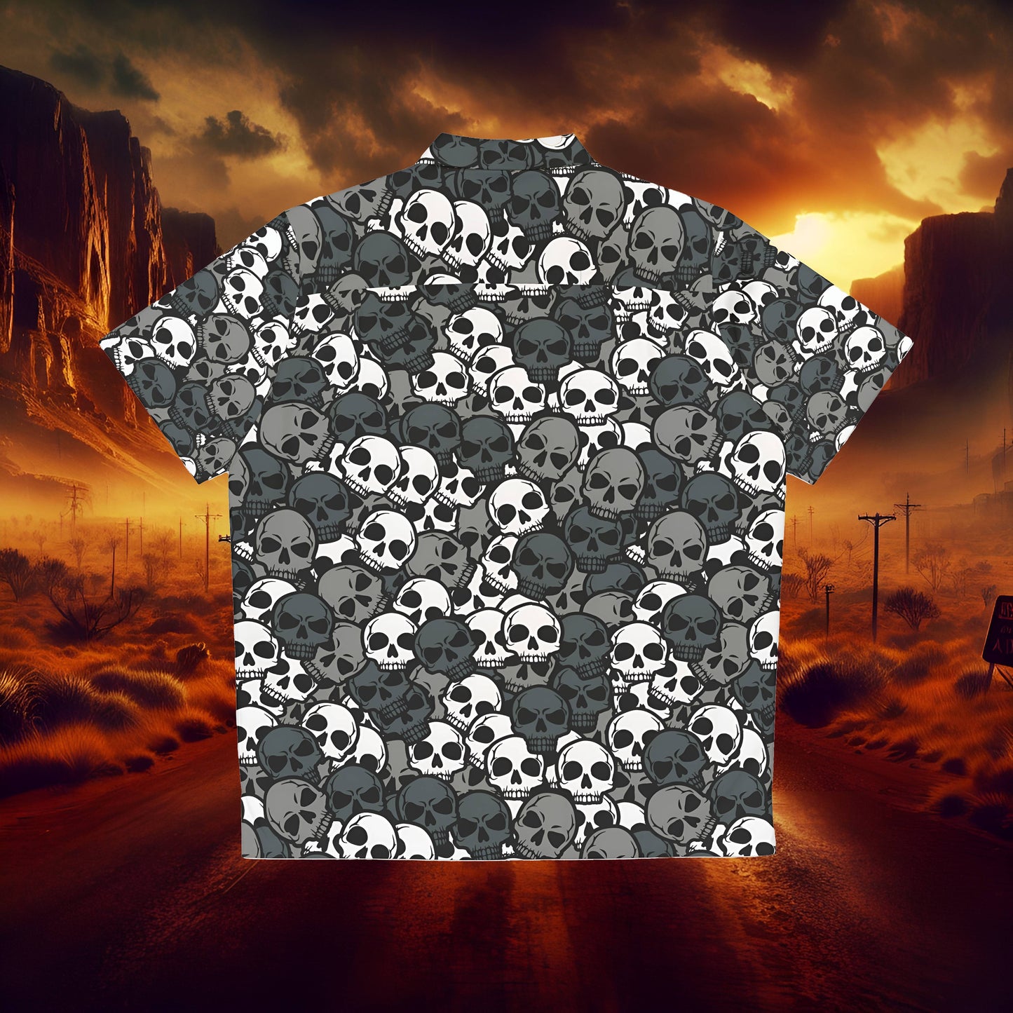Grey Skull Camo Men's Hawaiian Shirt (AOP)