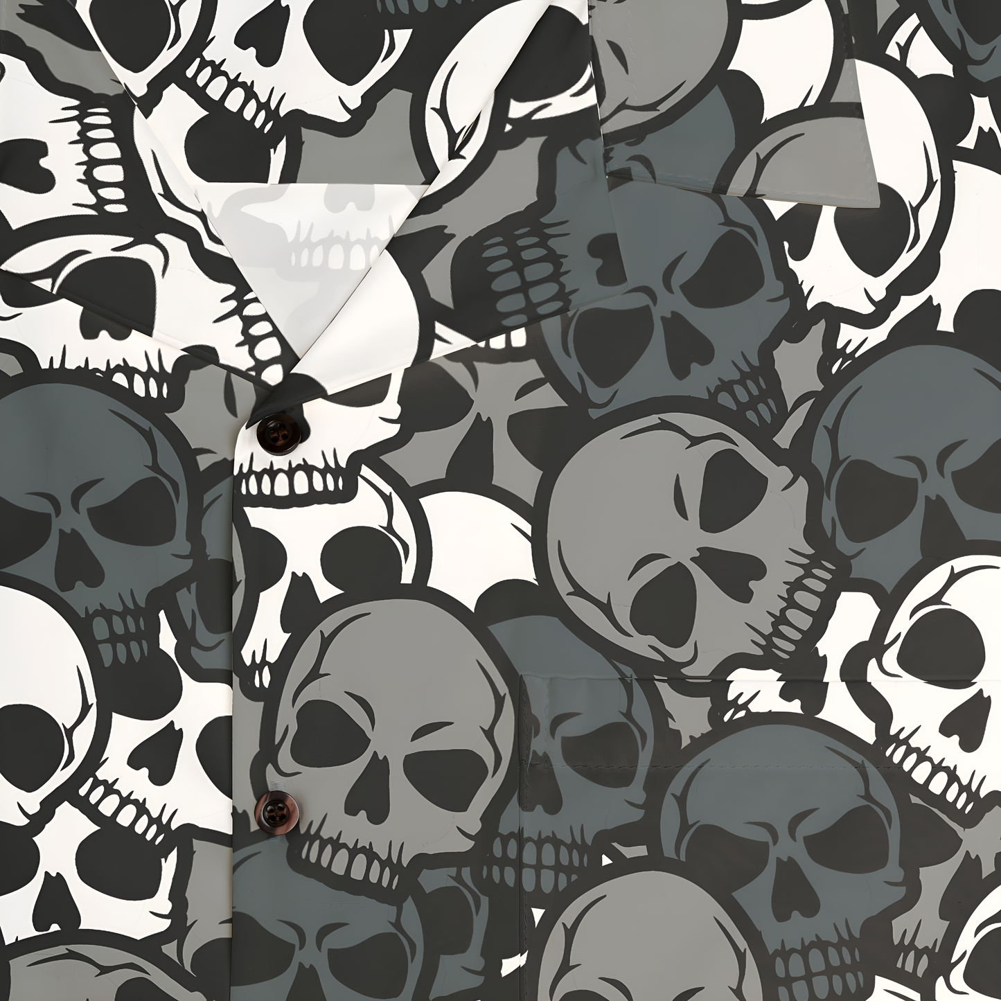 Grey Skull Camo Men's Hawaiian Shirt (AOP)