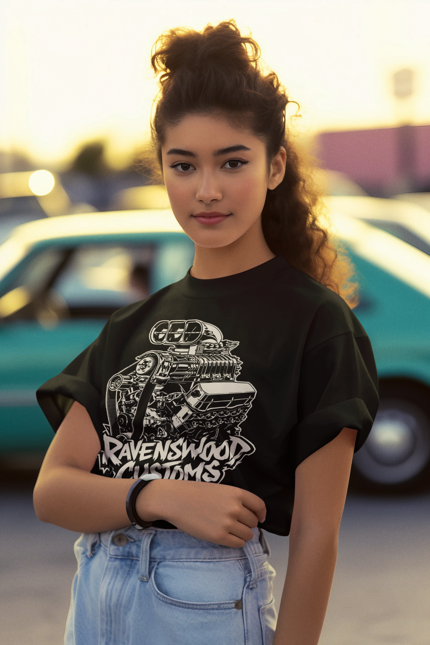Ravenswood Customs Blown Windsor V8 Engine Graphic T-Shirt