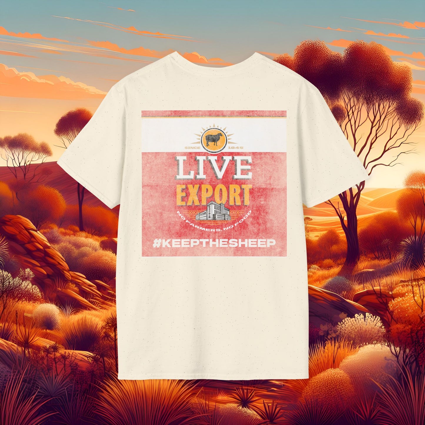 Worn and Distressed Live Export #keepthesheep Unisex Softstyle T-Shirt - Bold Graphic Tee for Keep the Sheep movement