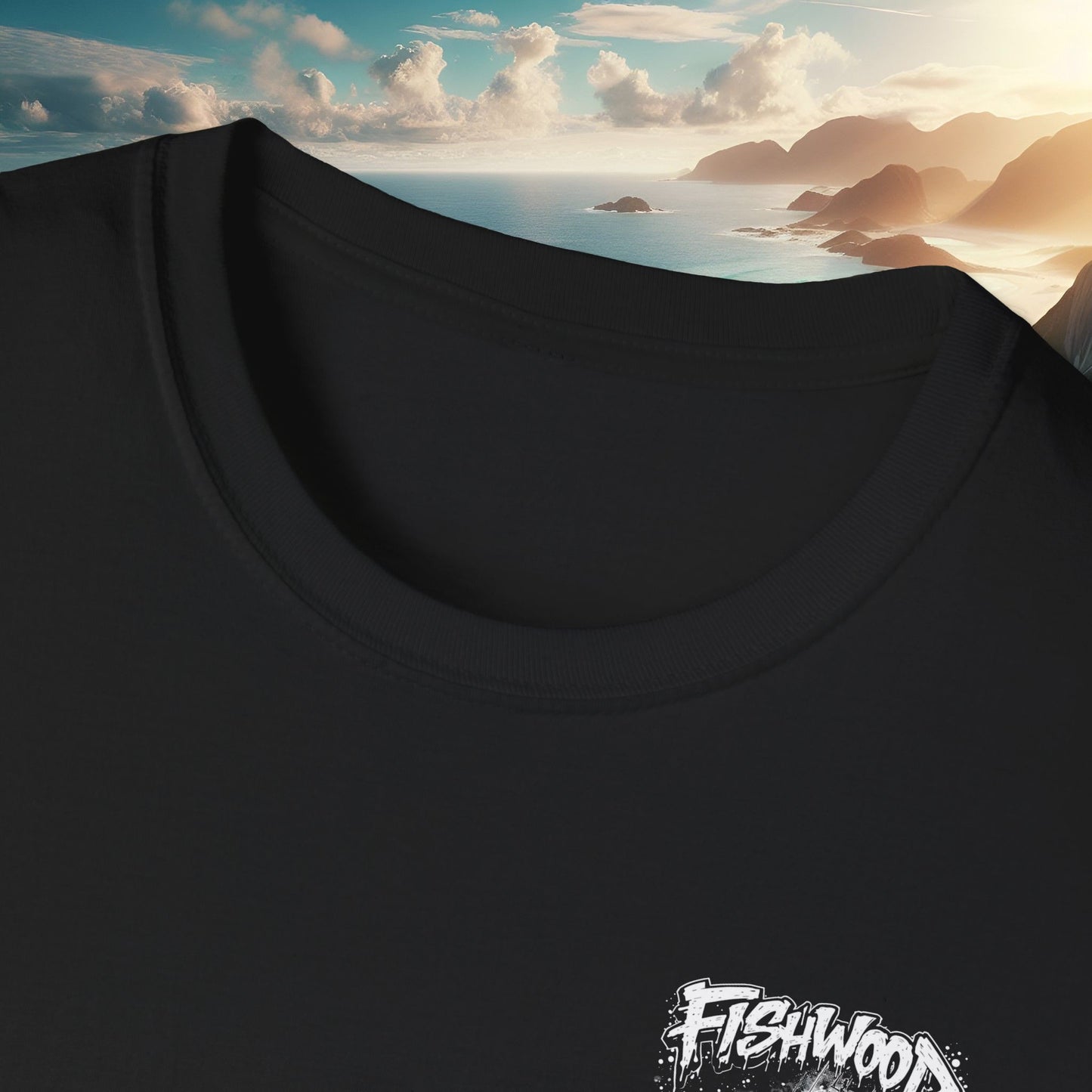 Fishwood Threads Graphic T-Shirt Fishing Boat in a Storm Logo Tee