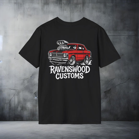 Ravenswood Customs Red Falcon Graphic Car T-Shirt, Automotive Apparel, Unisex Tee