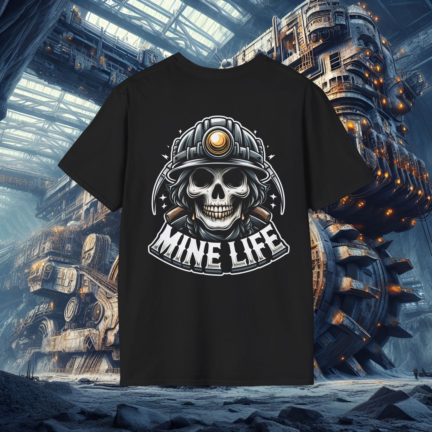 Mine Life Skull Miner Unisex Softstyle T-Shirt