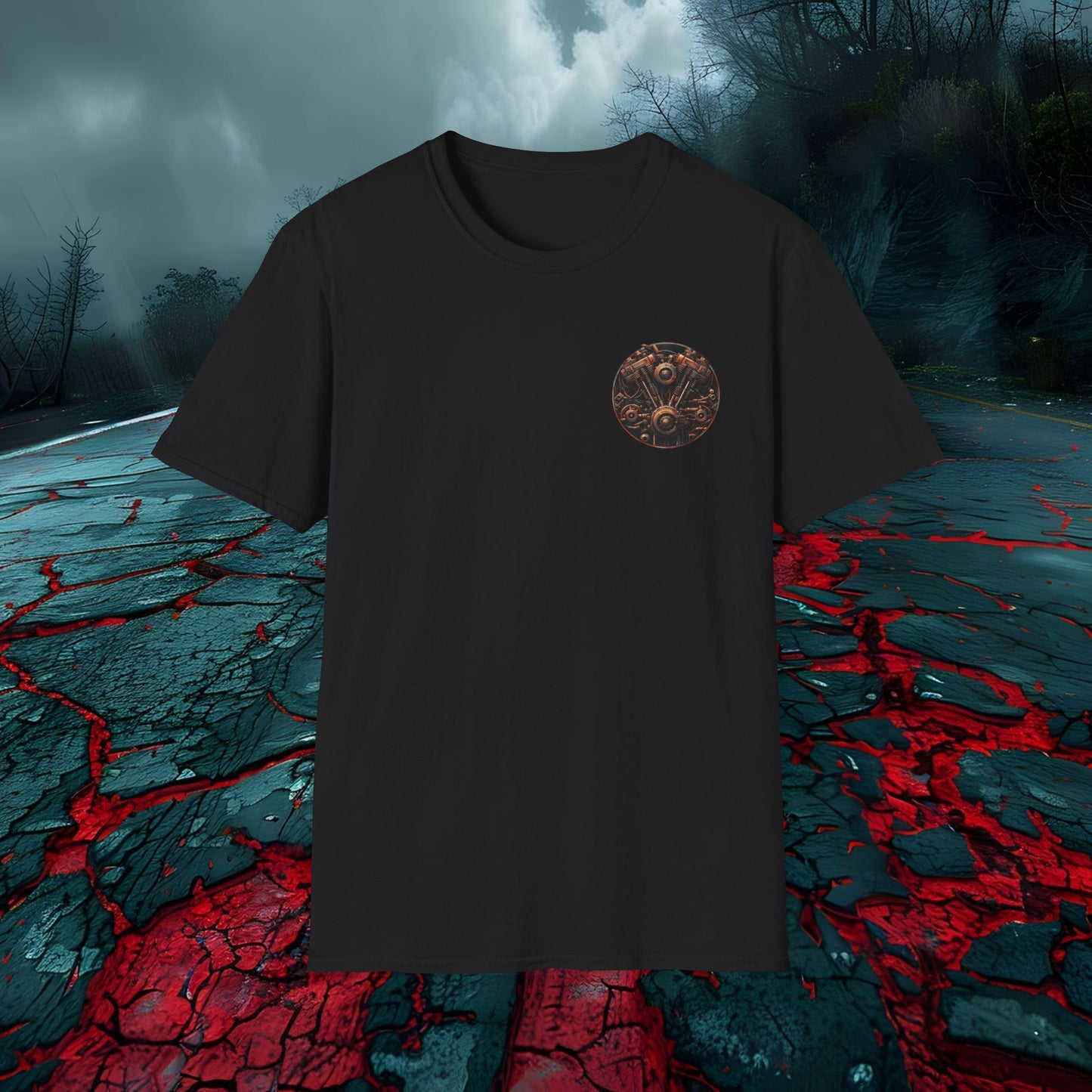 Motorcycle Enthusiast T-Shirt - Vintage Engine Design for Riders