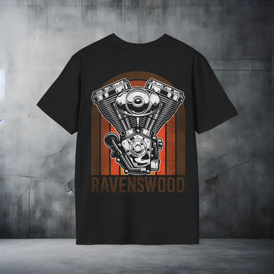 Vintage Motorcycle Graphic Tee, Unisex Softstyle T-Shirt for Bikers, Casual Wear, Gift for Motorbike Lovers, Starter Wardrobe