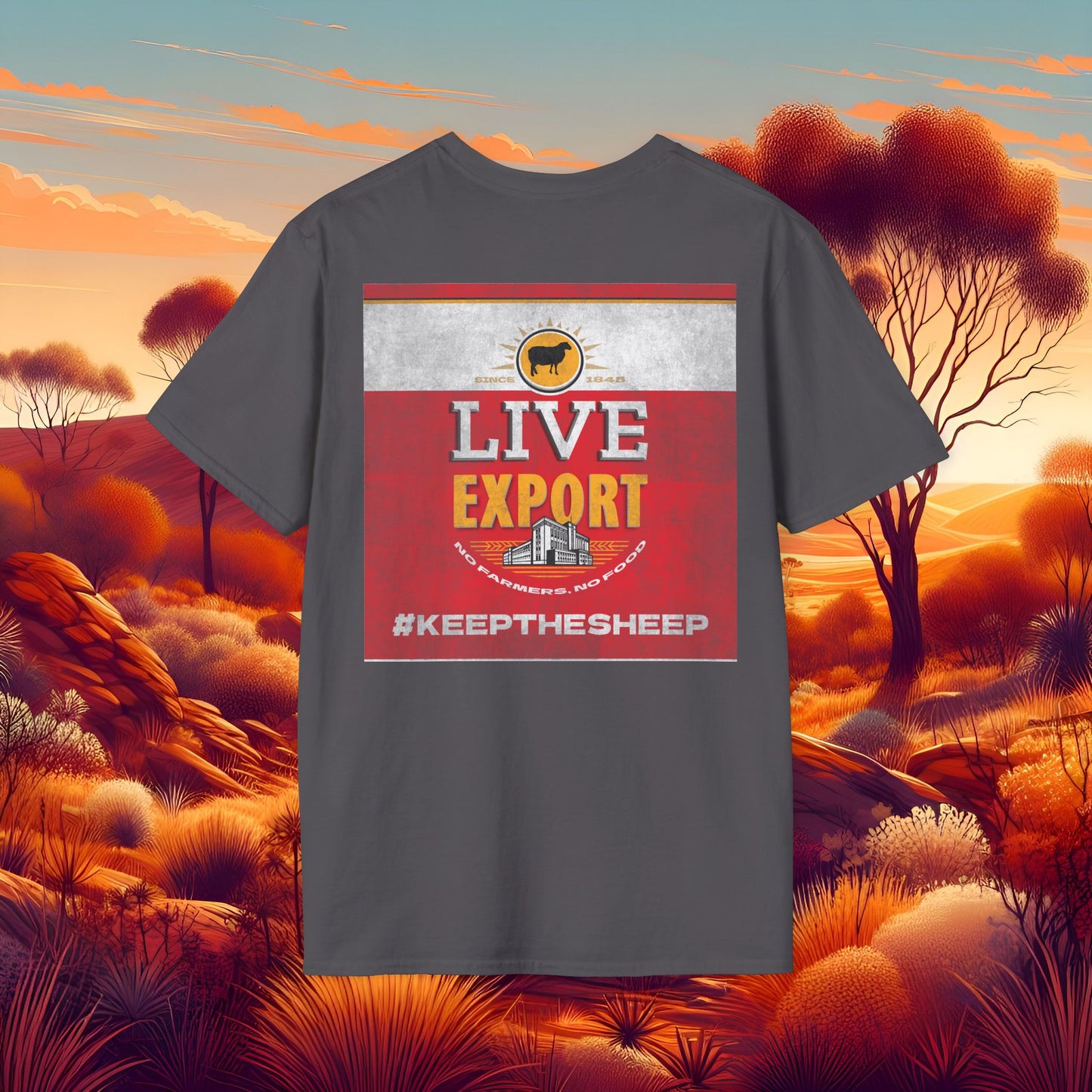 Worn and Distressed Live Export #keepthesheep Unisex Softstyle T-Shirt - Bold Graphic Tee for Keep the Sheep movement