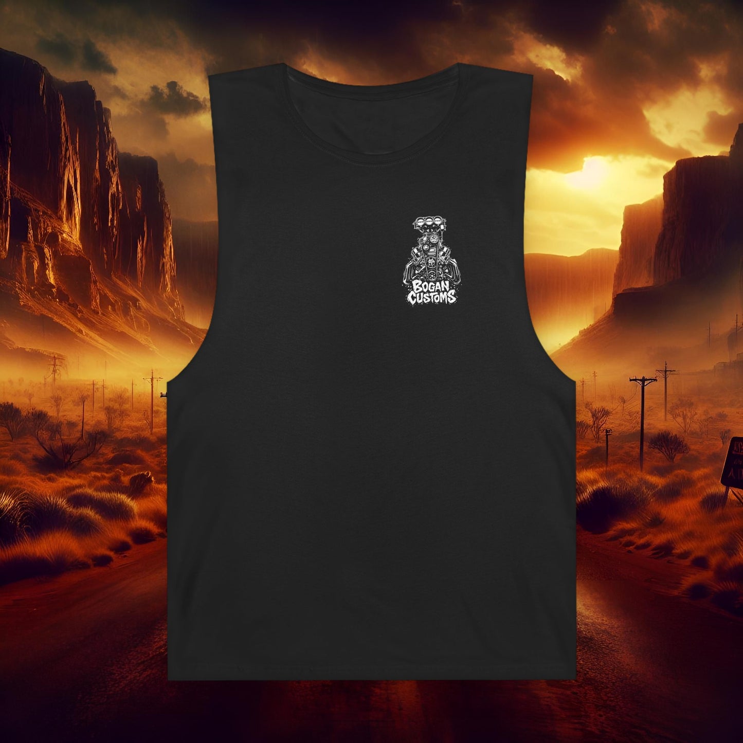 Bogan Customs Blown V8 Engine Graphic Barnard Tank Top