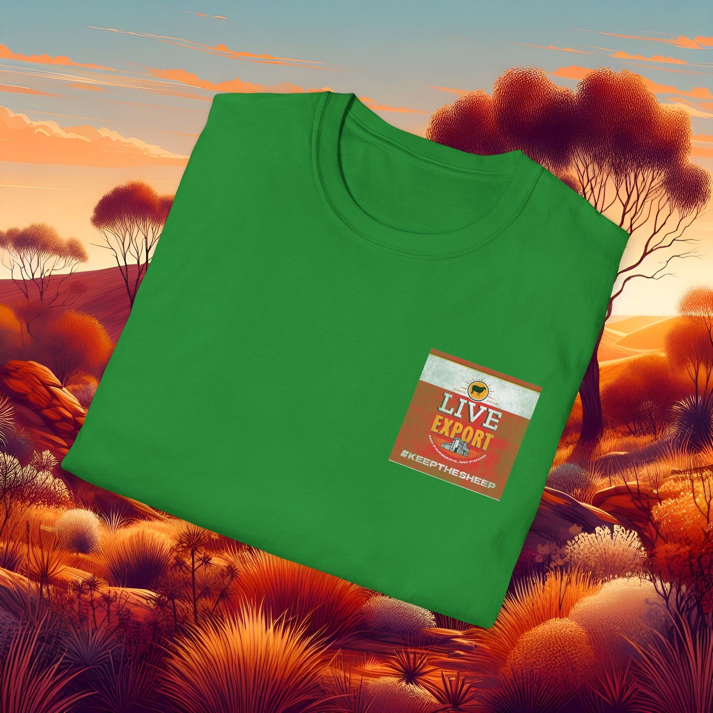 Worn and Distressed Live Export #keepthesheep Unisex Softstyle T-Shirt - Bold Graphic Tee for Keep the Sheep movement