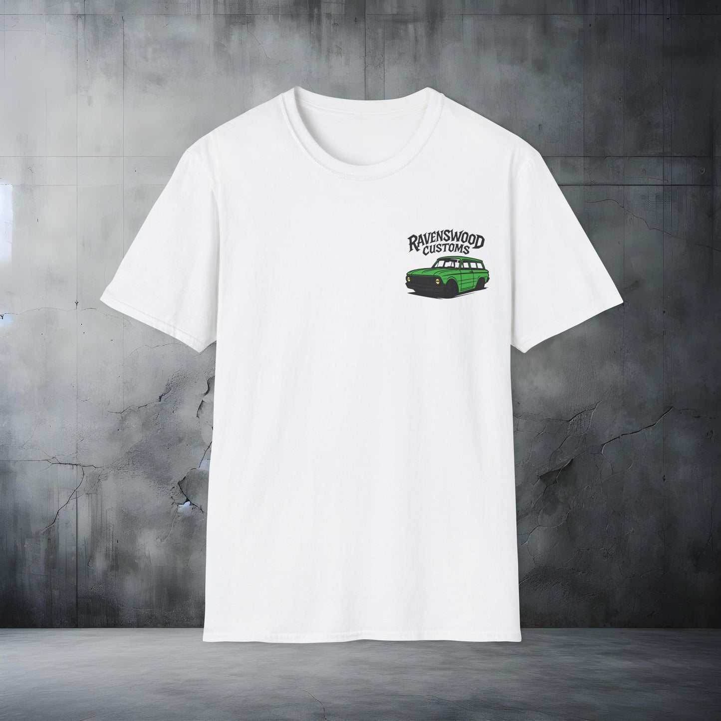 Ravenswood Customs Unisex Softstyle T-Shirt - Green XP Falcon Wagon Design, Cool Graphic Tee