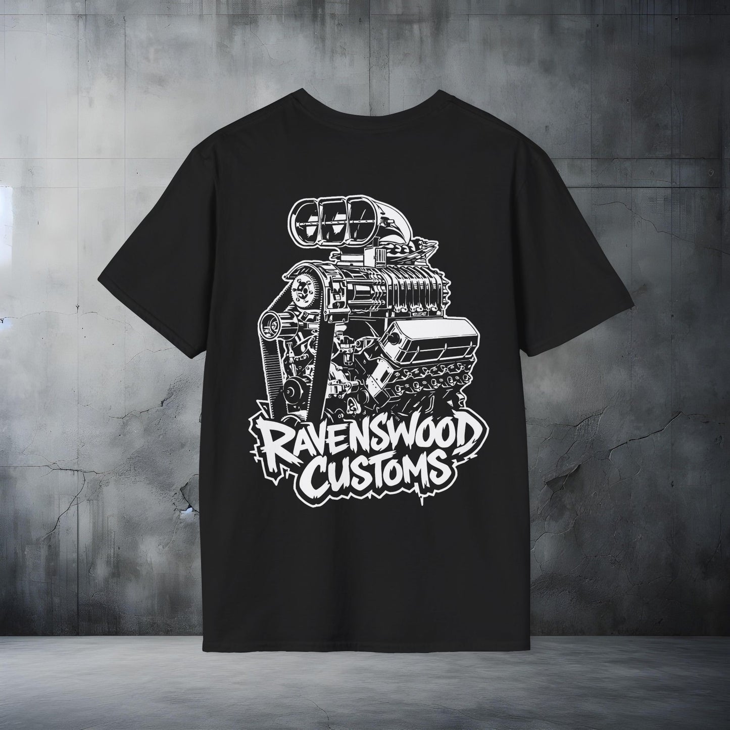 Ravenswood Customs Blown Windsor V8 Engine Graphic T-Shirt