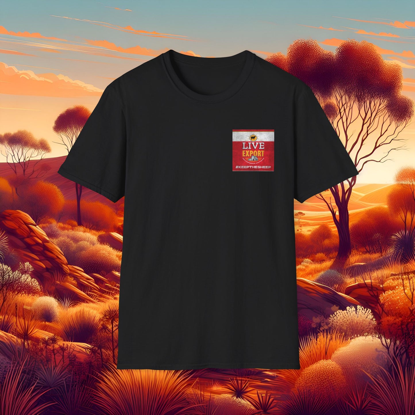 Worn and Distressed Live Export #keepthesheep Unisex Softstyle T-Shirt - Bold Graphic Tee for Keep the Sheep movement