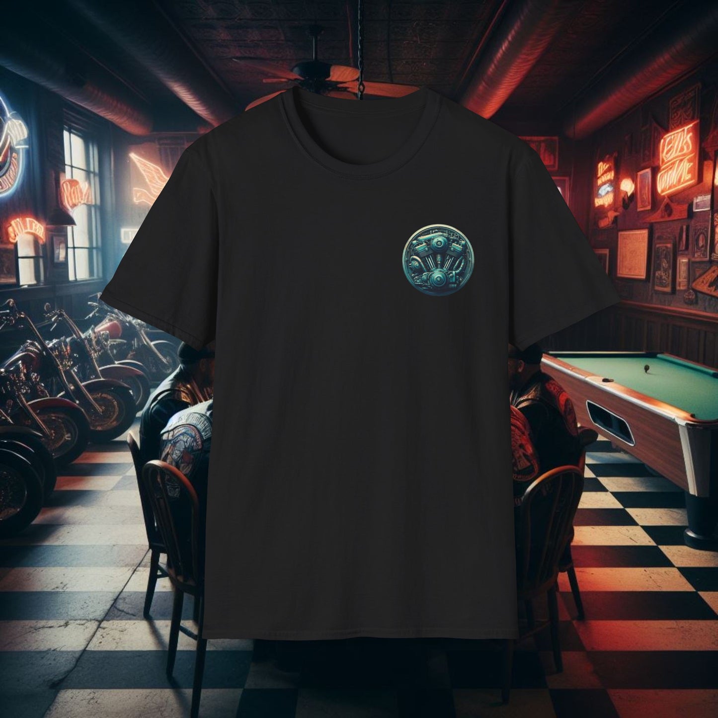 Motorcycle Enthusiast T-Shirt - Vintage Engine Design for Riders