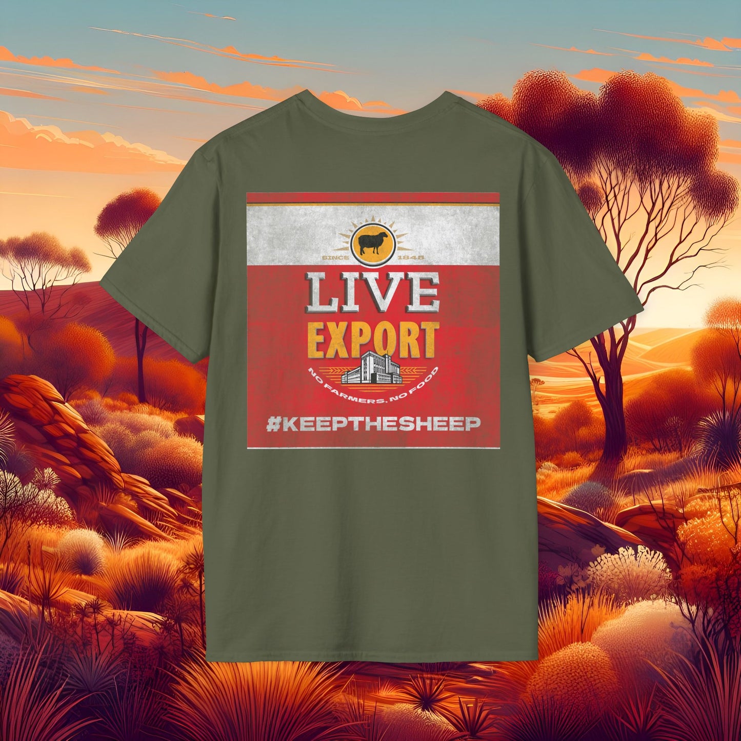 Worn and Distressed Live Export #keepthesheep Unisex Softstyle T-Shirt - Bold Graphic Tee for Keep the Sheep movement