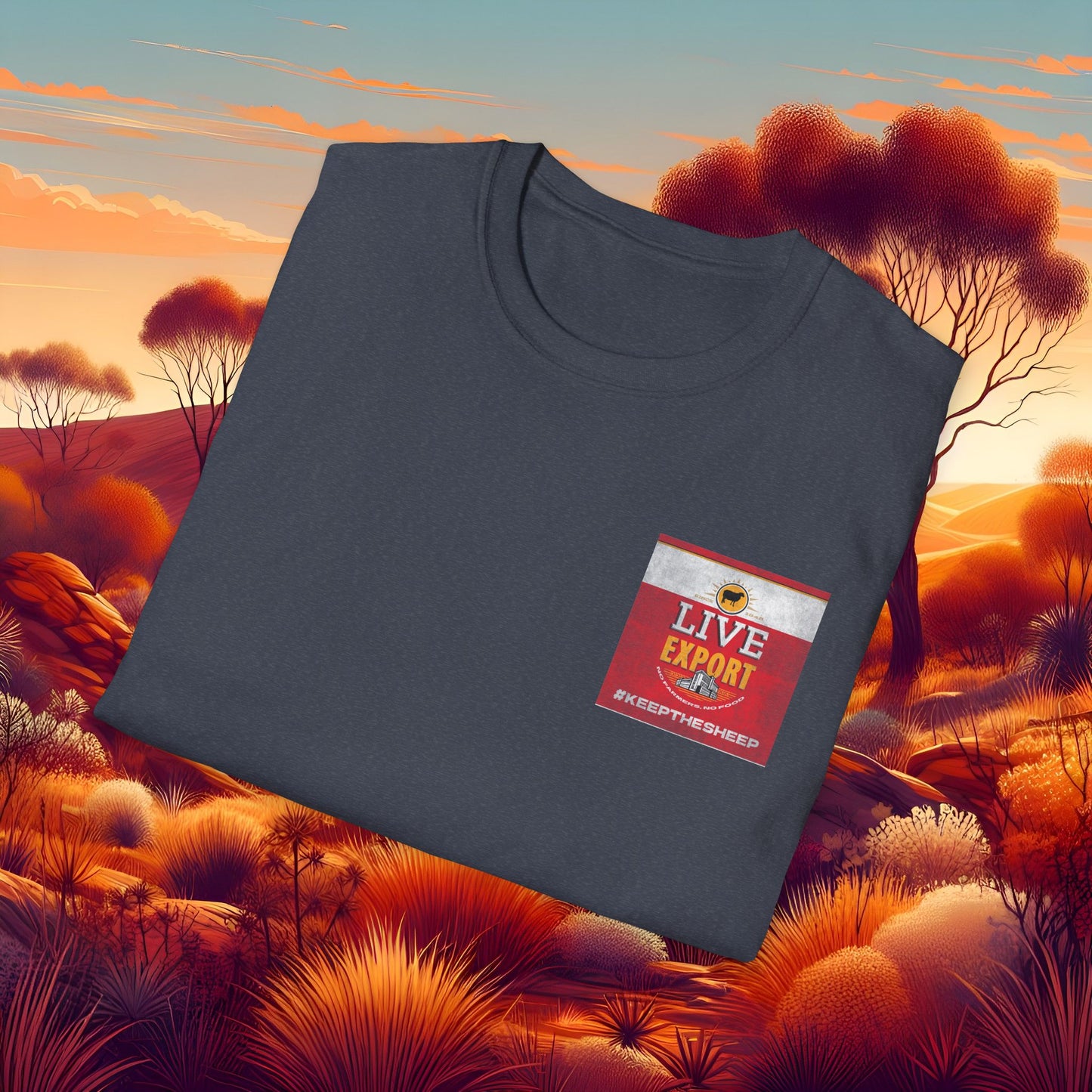 Worn and Distressed Live Export #keepthesheep Unisex Softstyle T-Shirt - Bold Graphic Tee for Keep the Sheep movement