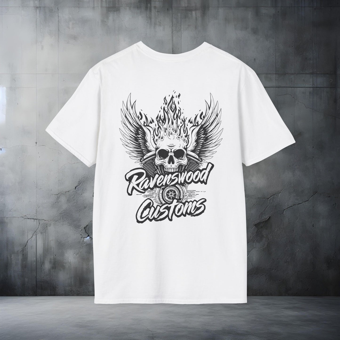 Ravenswood Customs Skull & Flaming Wings T-Shirt