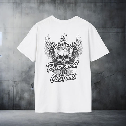 Ravenswood Customs Skull & Flaming Wings T-Shirt
