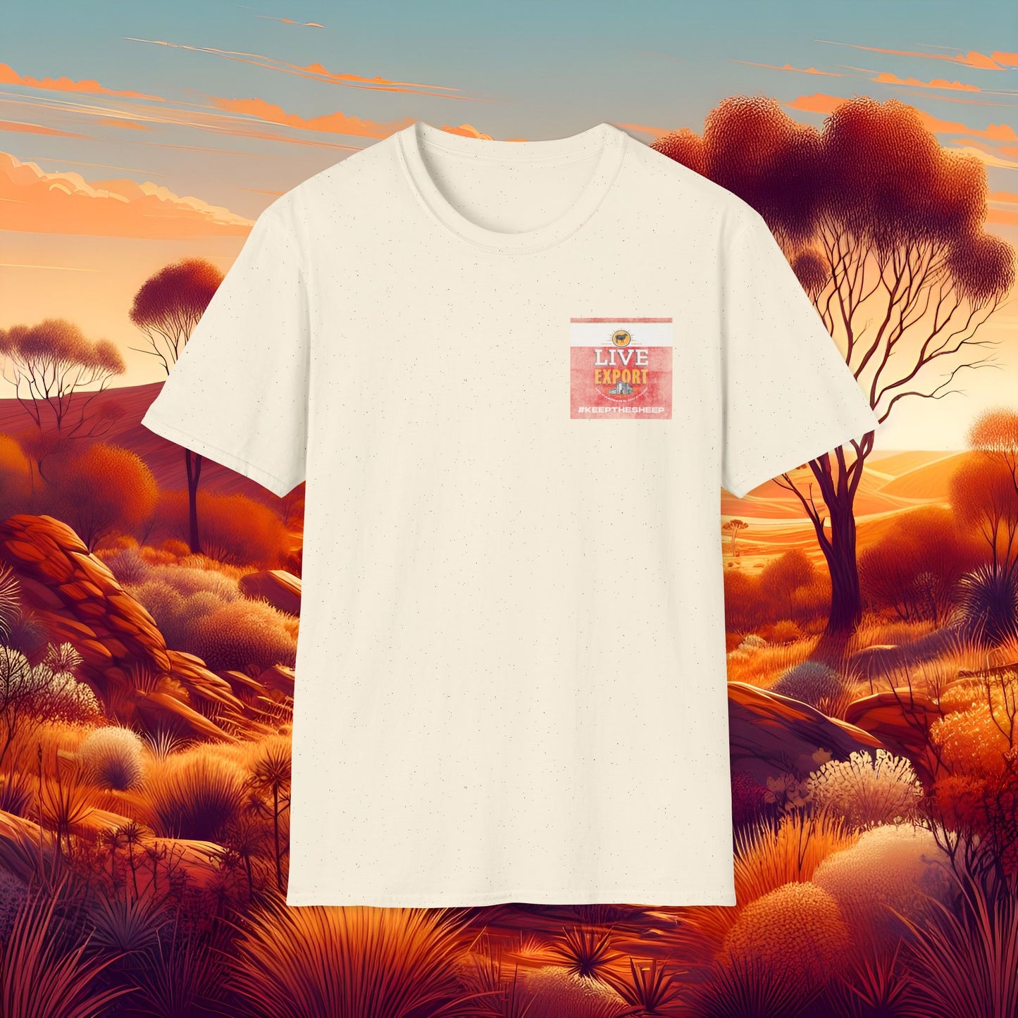 Worn and Distressed Live Export #keepthesheep Unisex Softstyle T-Shirt - Bold Graphic Tee for Keep the Sheep movement