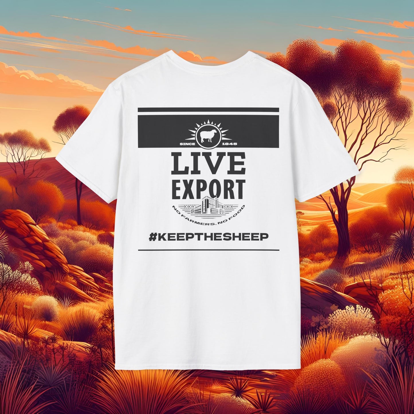 Live Export Keep the Sheep Black & White Unisex Softstyle T-Shirt