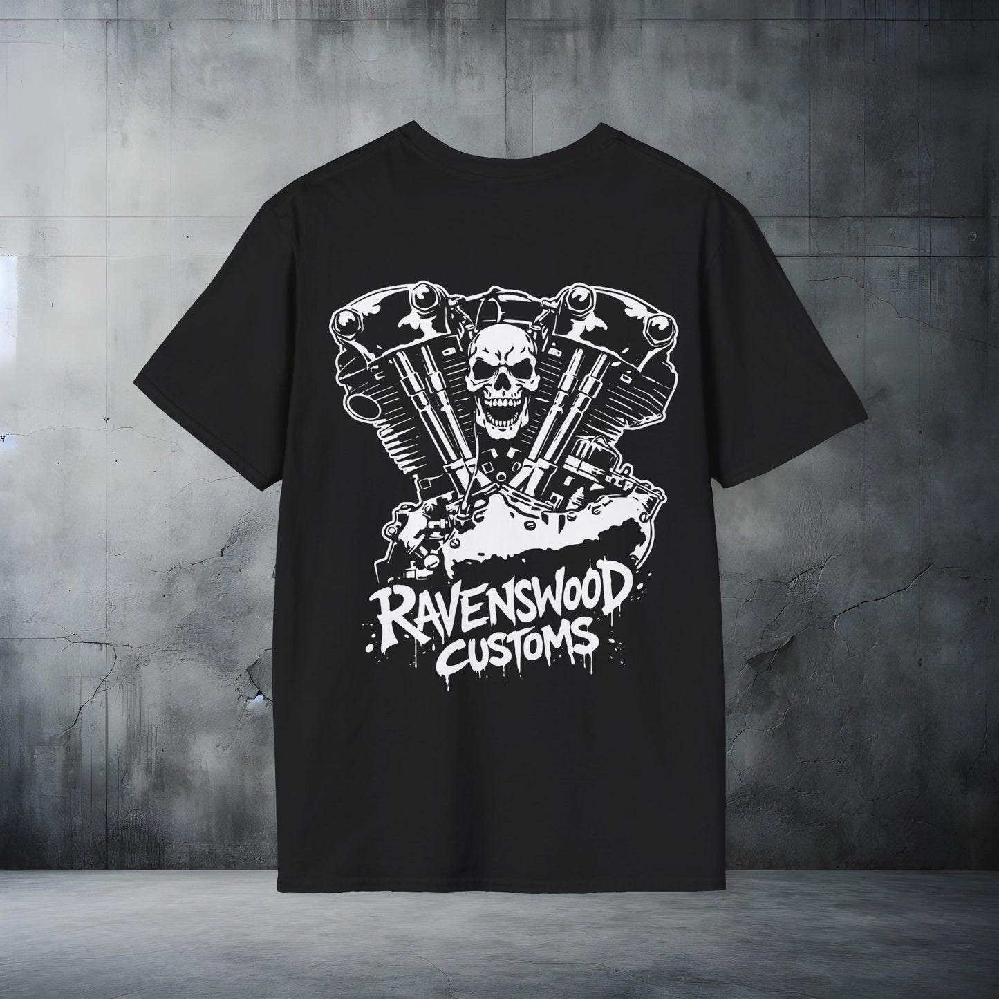 Ravenswood Customs Skull Knucklehead Vtwin Engine T-Shirt
