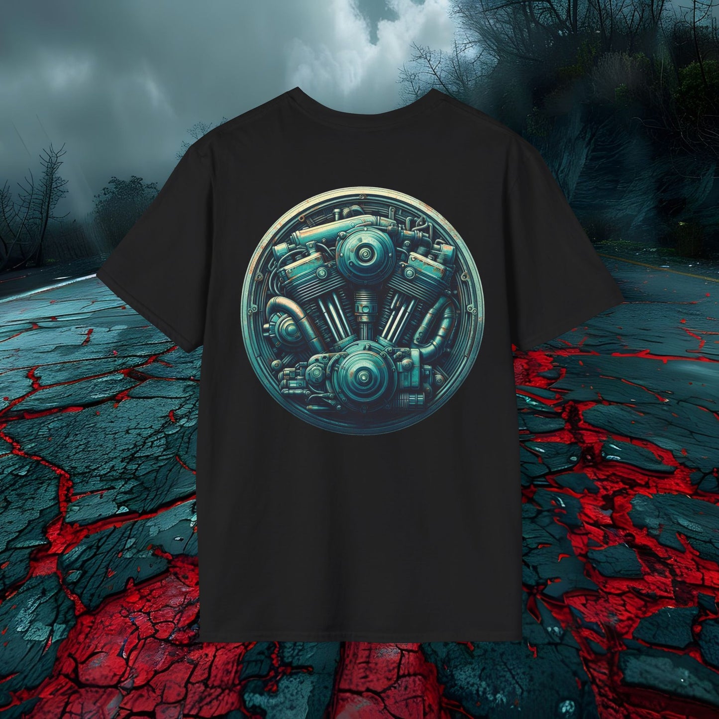 Motorcycle Enthusiast T-Shirt - Vintage Engine Design for Riders