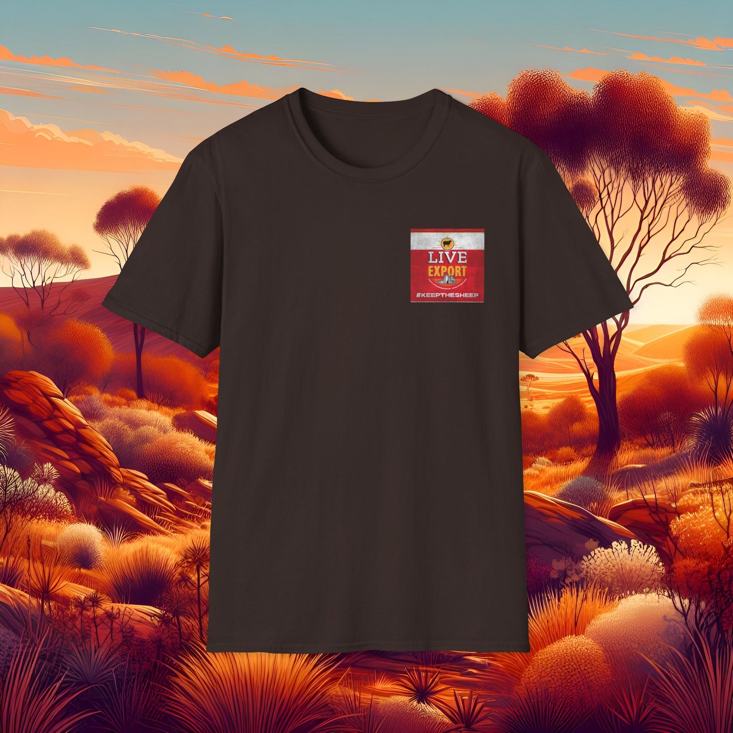 Worn and Distressed Live Export #keepthesheep Unisex Softstyle T-Shirt - Bold Graphic Tee for Keep the Sheep movement