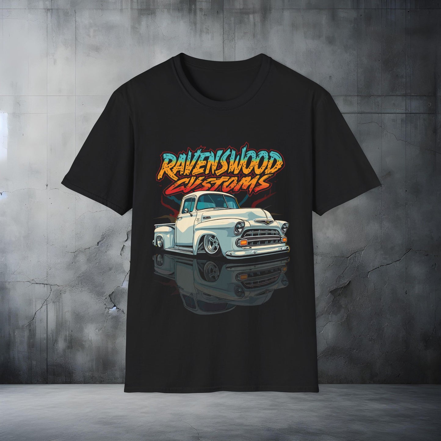 Ravenswood Classic Truck T-Shirt – Retro Neon Car Graphic Tee
