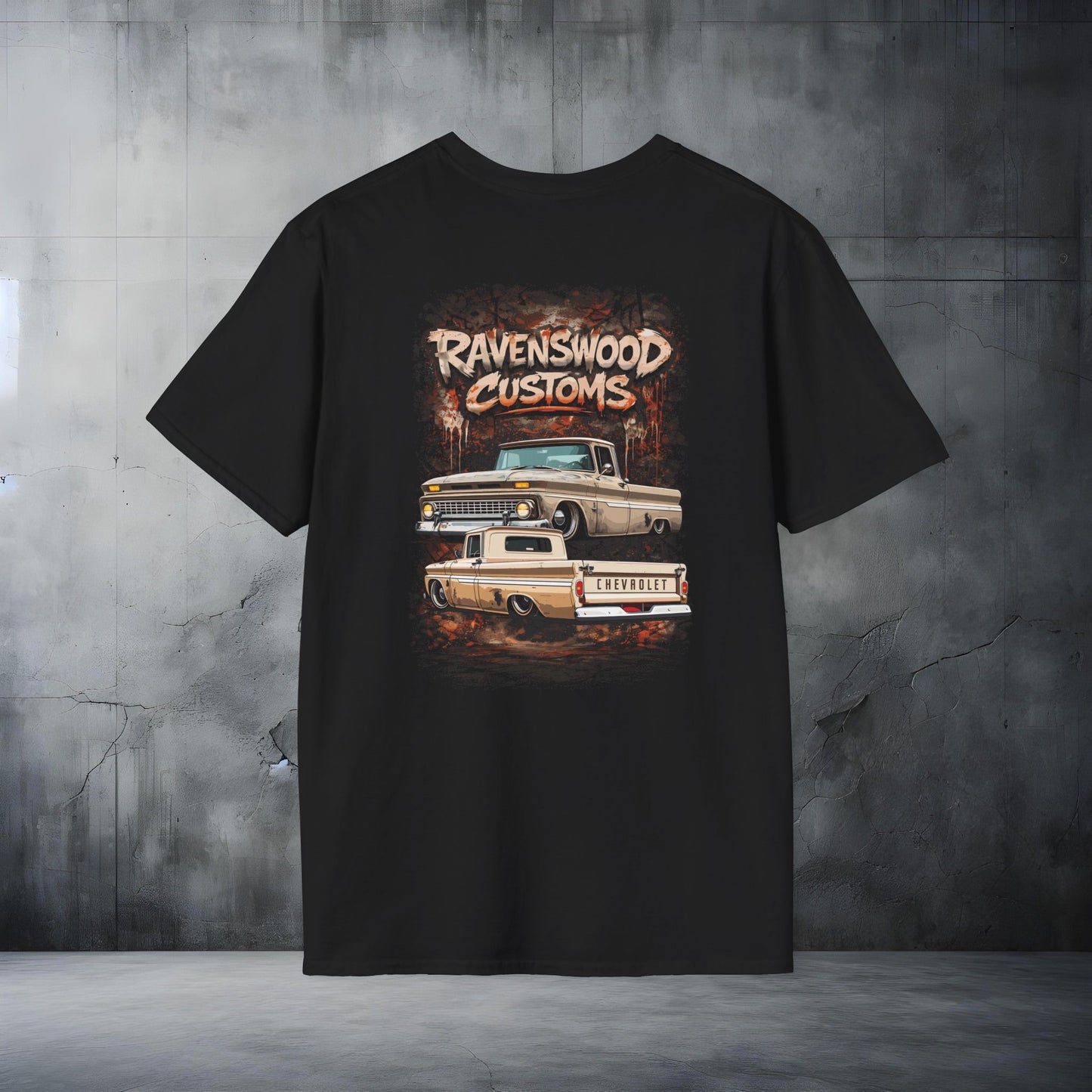 Ravenswood Customs 1963 Chev C10 Classic Car Stack T-Shirt Vintage Muscle Car Graphic