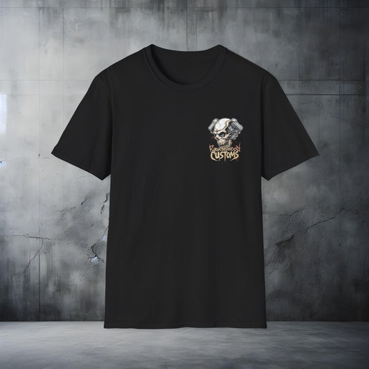 Ravenswood Customs Skull Vtwin 2 T-Shirt — Biker Motorcycle Graphic Tee