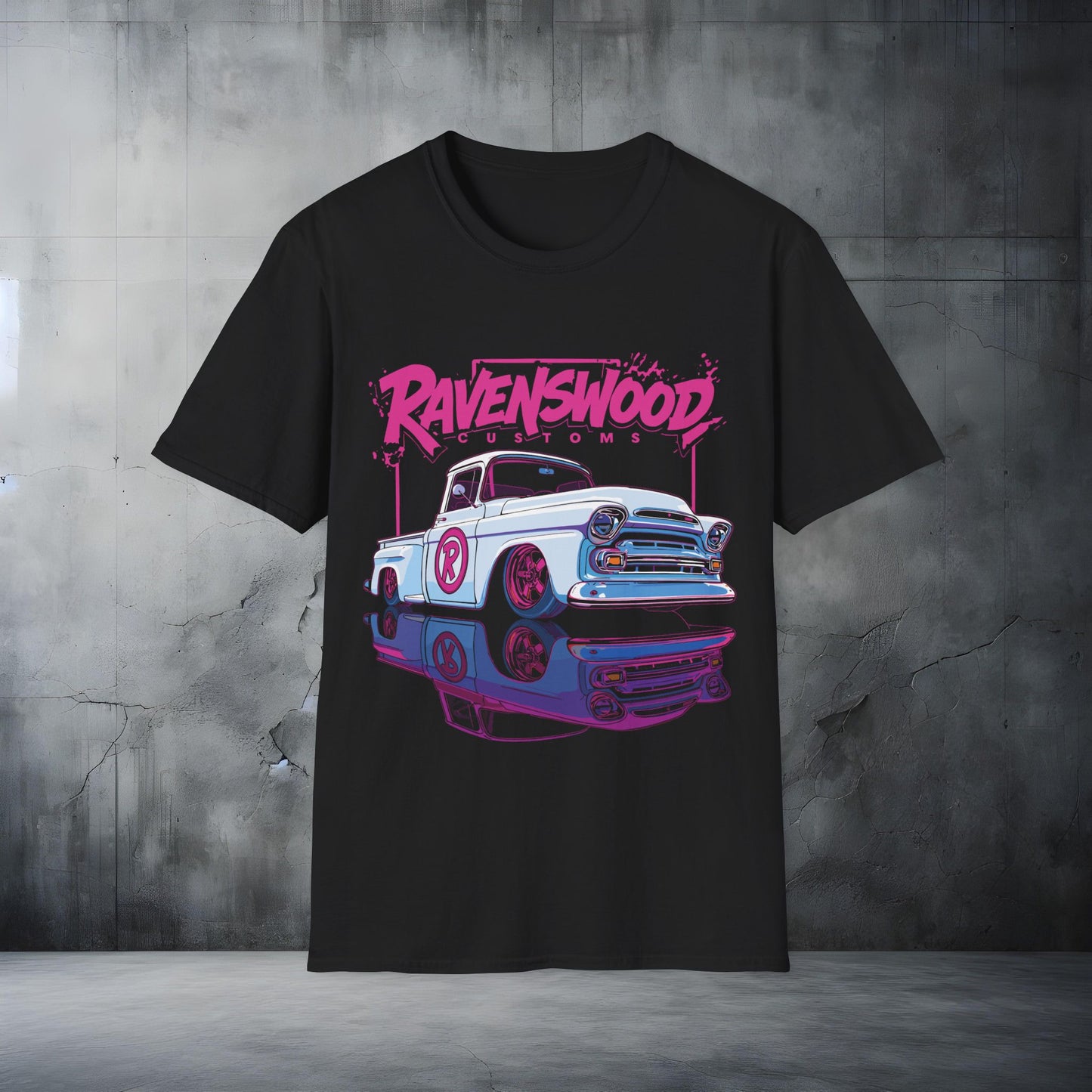 Ravenswood Classic Truck T-Shirt – Retro Neon Car Graphic Tee